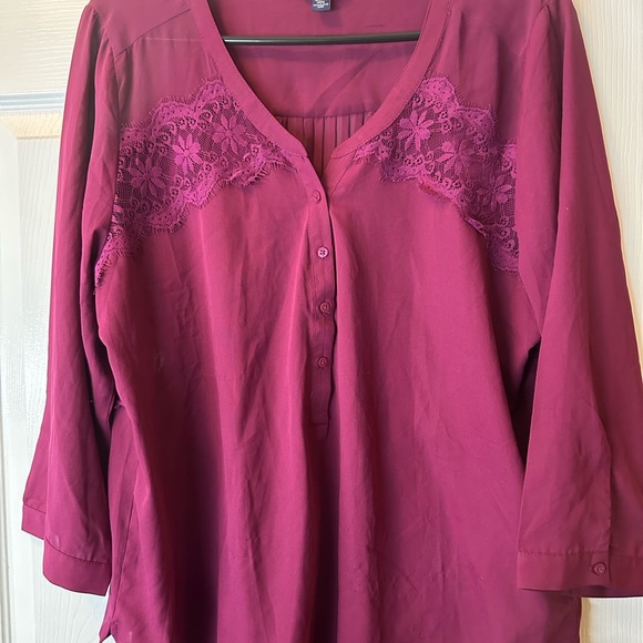 American Eagle Outfitters Burgundy Lace Trim Chemise - Picture 2 of 5